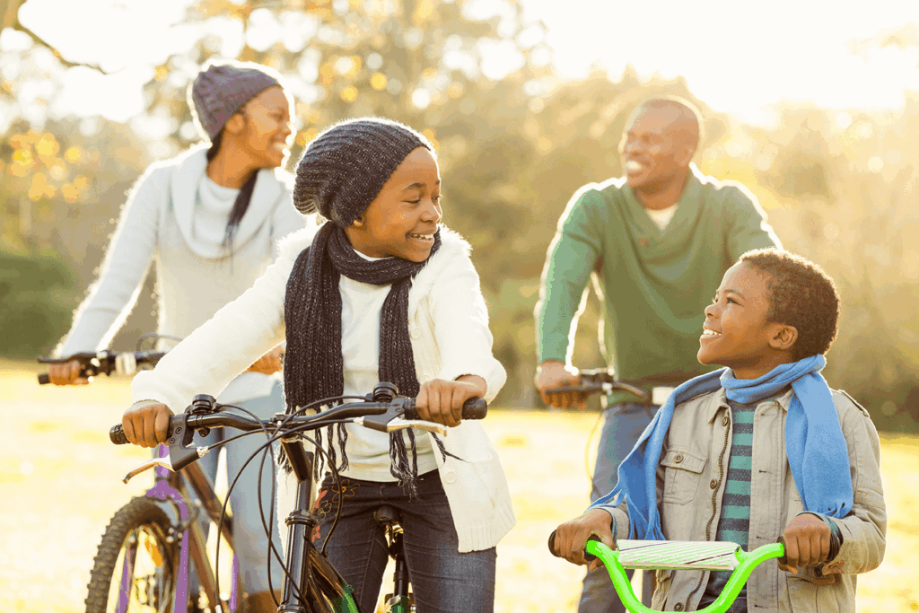 family biking