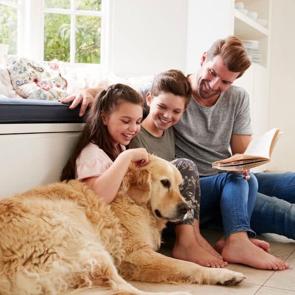 a family enjoying their clean home after a deep cleaning by Abby's Cleaning Service